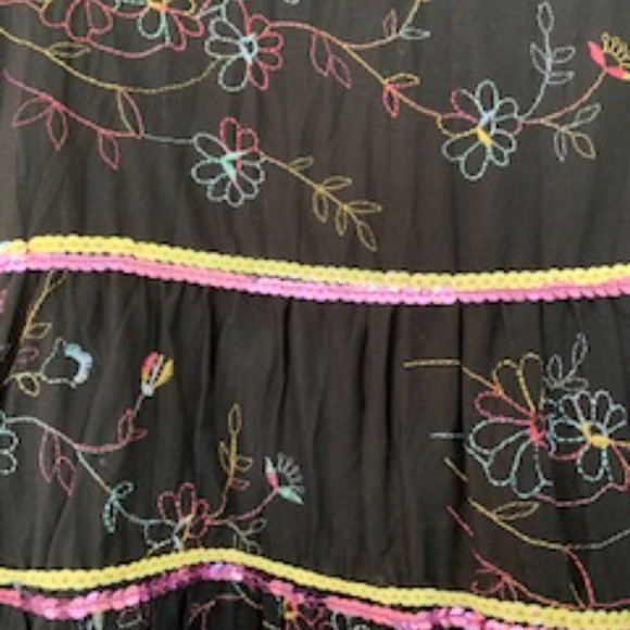 Multi Color Maxi Skirt with Pink & Yellow Sequins, - Picture 3 of 5